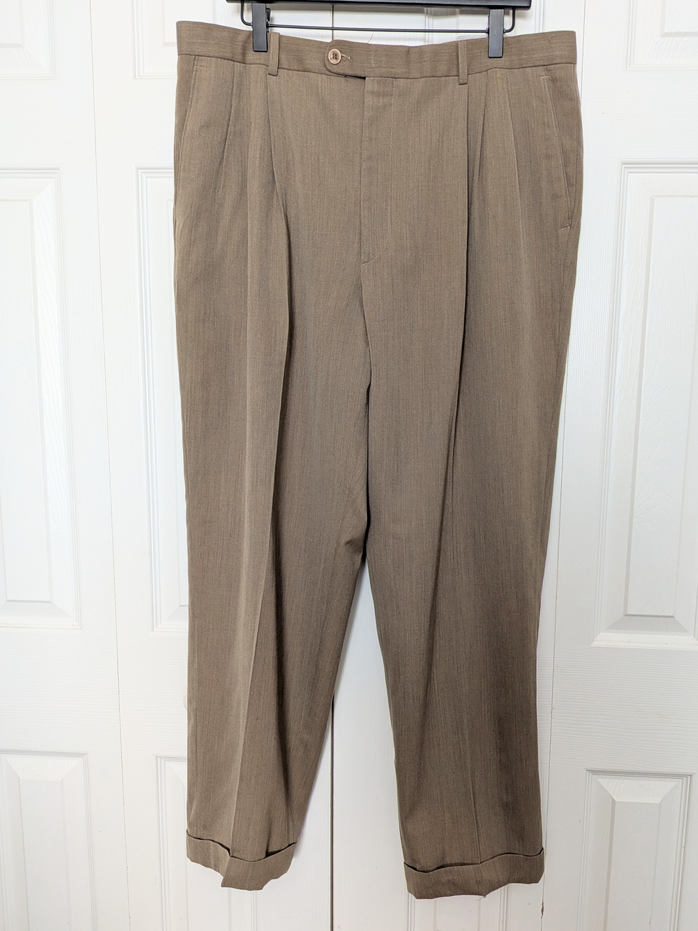 Bachrach Men's Tan Dress Pants - 100% Wool